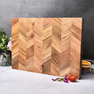 BILL.F Chopping Board, Acacia Wood Kitchen Cutting Board with End-Grain, Large Wooden Chopping Boards.