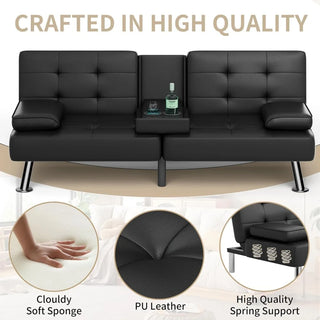 Modern Faux Leather Futon Sofa Bed