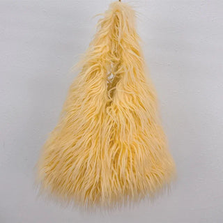 Wool Plush Women’s Y2K Faux Fur Drawstring Bucket Tote