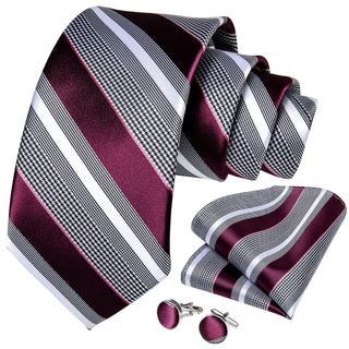 DiBan Fashion Striped Tie Hanky Cufflink Sets