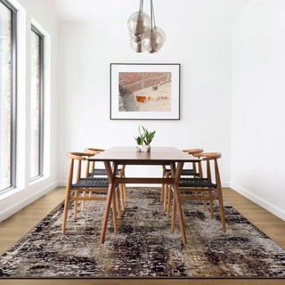 6x9 Brown Boho Abstract Area Rug