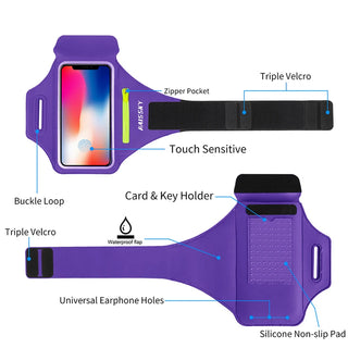Running Sports Armband with Zipper Bag – Fits iPhone & Samsung Phones up to 6.9''
