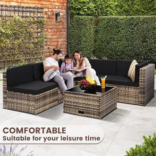 8-Piece Outdoor Patio Sectional Sofa Set – Wicker Rattan Furniture with Storage Coffee Table & Cushions for Backyard, Deck & Garden