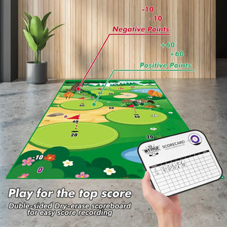 VATOS Golf Chipping Game Mat with Club Practice Training – Indoor/Outdoor Hitting Mat Set with 20 Balls