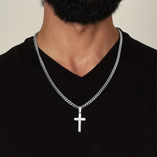 To My Dad Cross Necklace with Cuban Chain – Meaningful Keepsake Gift with Message Card & Gift Box
