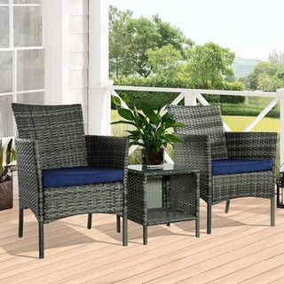 Terrace Furniture Set with PE Rattan Wicker Chairs