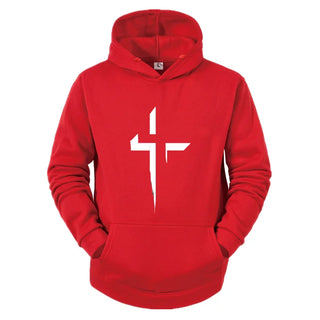 Faith Cross Print Hoodie – Men’s Autumn/Winter Streetwear Pullover