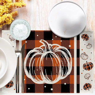 Fall Plaid Pumpkin Placemat Set of 4