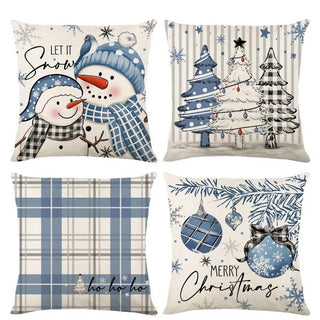4pcs Christmas Cushion Covers – Merry Christmas Linen Pillowcases