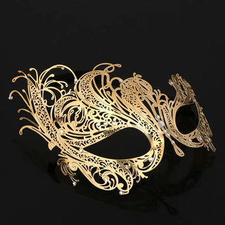 Black Gold Skull Metal Mask – Venetian Masquerade Party Essential