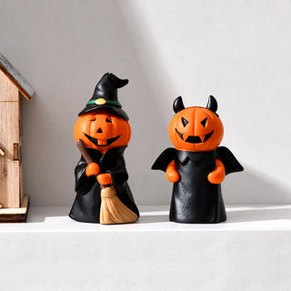 Cute Halloween Decor Set – Mini Ghost Pumpkin Resin Figurines