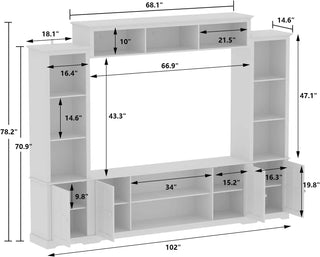 FUFU&GAGA Modern Media Center with Glass Cabinets