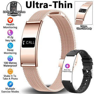 Ultra Thin Smart Fitness Bracelet – Heart Rate, Sleep & Activity Tracker Watch Compatible with Android & iOS