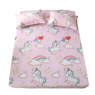 Cartoon Pink Unicorn Pattern Fitted Sheet