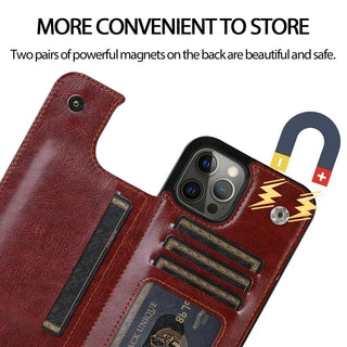 PU Leather Wallet iPhone Case with Card Slots, Magnetic Flip Cover, Stand Holder, Shockproof TPU Shell for iPhone 16E 16 15 14 13 12 11 SE XR X 8 7 Series