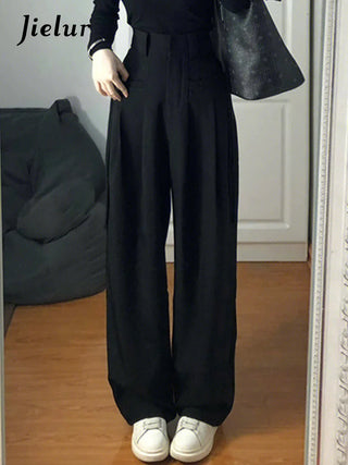 Jielur Black Wide Leg Pants