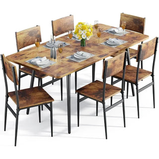 63” Extendable Dining Table Set, 7-Piece Dining Table Sets for 6