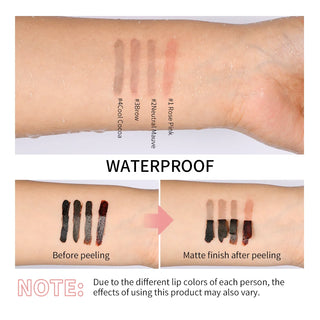Peel-Off Lip Liner Stain, Waterproof Long-Lasting Matte Lip Tint with Tear-Off Film Finish for Smudge-Resistant Lip Contour