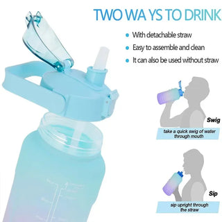 2L Large Capacity Plastic Water Bottle Time Scale Label