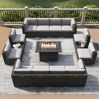 15-Piece Outdoor Patio Furniture Set with Fire Pit Table Premium comfort, and powerful built-in warmth.