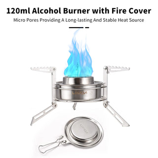 Mini Camping Stove with 120ml Alcohol Burner & Folding Stand