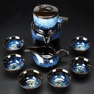 The Kung Fu Teapot Collection 8-Piece Semi-Automatic Chinese Ceramic Purple Clay Tea Set