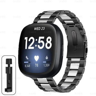 Premium Stainless Steel Watch Band for Fitbit Versa 2 – Adjustable Metal Strap