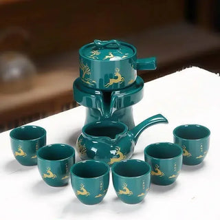 The Kung Fu Teapot Collection 8-Piece Semi-Automatic Chinese Ceramic Purple Clay Tea Set