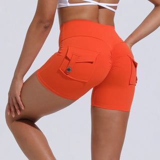 CEODOGG Nylon Women Scrunch Button Booty Shorts