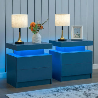 ANGDUO LED Nightstand with 2 Drawers, Set of 2