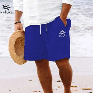 KAILAS Men’s Embroidered Logo Casual Shorts – Summer-Ready Style for Beach, Travel, and Everyday Comfort