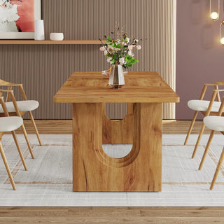 Modern Dining Table for 6–8 People – 71" Large Rectangle Kitchen Table with Wood Pedestal Base