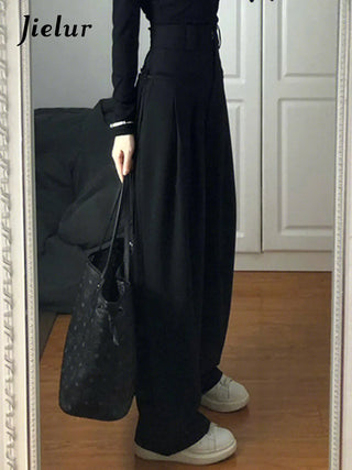 Jielur Black Wide Leg Pants