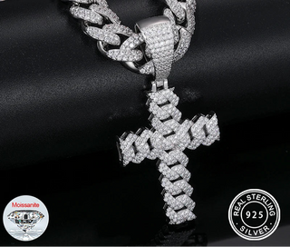 ICEOUTBOX Tennis Chain Hip Hop Cross Pendant Necklace
