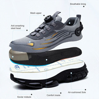 MJYTHF Rotating Self tightening Button Safety Shoes