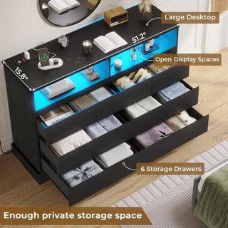 LuminEdge 6-Drawer LED Dresser