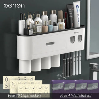MENGNI Magnetic Adsorption Inverted Toothbrush Holder – Smart Storage & Automatic Squeezer