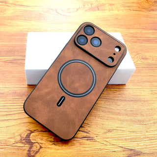 Luxury Faux Leather Magnetic iPhone Case, Full Coverage Shockproof PU Leather