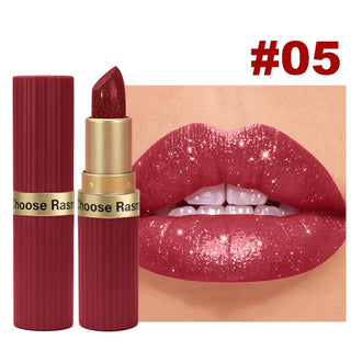 Pearlescent Pink Glitter Velvet Lipstick, Metallic Matte Shimmer Diamond Lip Color, Waterproof-Style Long-Lasting Women’s Makeup Cosmetic
