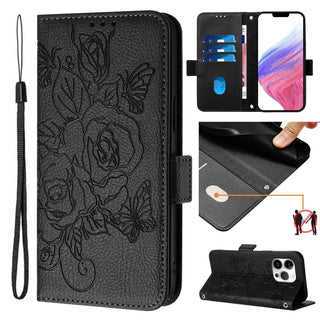 Floral Leather Wallet Case for iPhone – Flip Cover with Card Slots, Stand & Magnetic Closure
