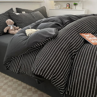 Nordic Plaid Washed Cotton Bedding Set