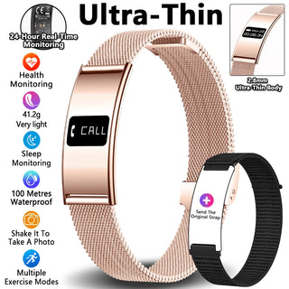 Ultra Thin Smart Fitness Bracelet – Heart Rate, Sleep & Activity Tracker Watch Compatible with Android & iOS