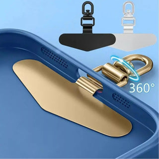 360° Rotatable Steel Phone Tether Tab – Ultra-Thin Metal Patch Lanyard Connector for All Smartphones