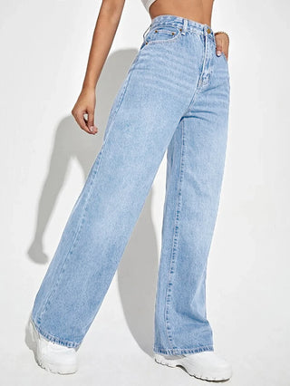 LEEYOVEE American Loose Denim Wide-Leg Pants