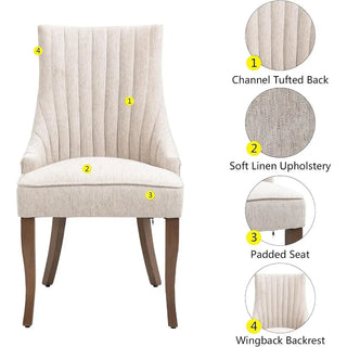 Linen Dining Chairs Set of 4/6 – Channel Tufted Upholstered Accent Chairs