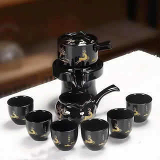 The Kung Fu Teapot Collection 8-Piece Semi-Automatic Chinese Ceramic Purple Clay Tea Set
