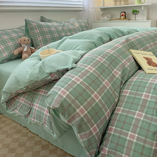 Nordic Plaid Washed Cotton Bedding Set