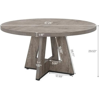 circular 47 inch gray farmhouse wooden dining table