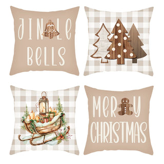 4pcs Christmas Cushion Covers – Merry Christmas Linen Pillowcases