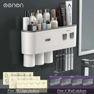 MENGNI Magnetic Adsorption Inverted Toothbrush Holder – Smart Storage & Automatic Squeezer